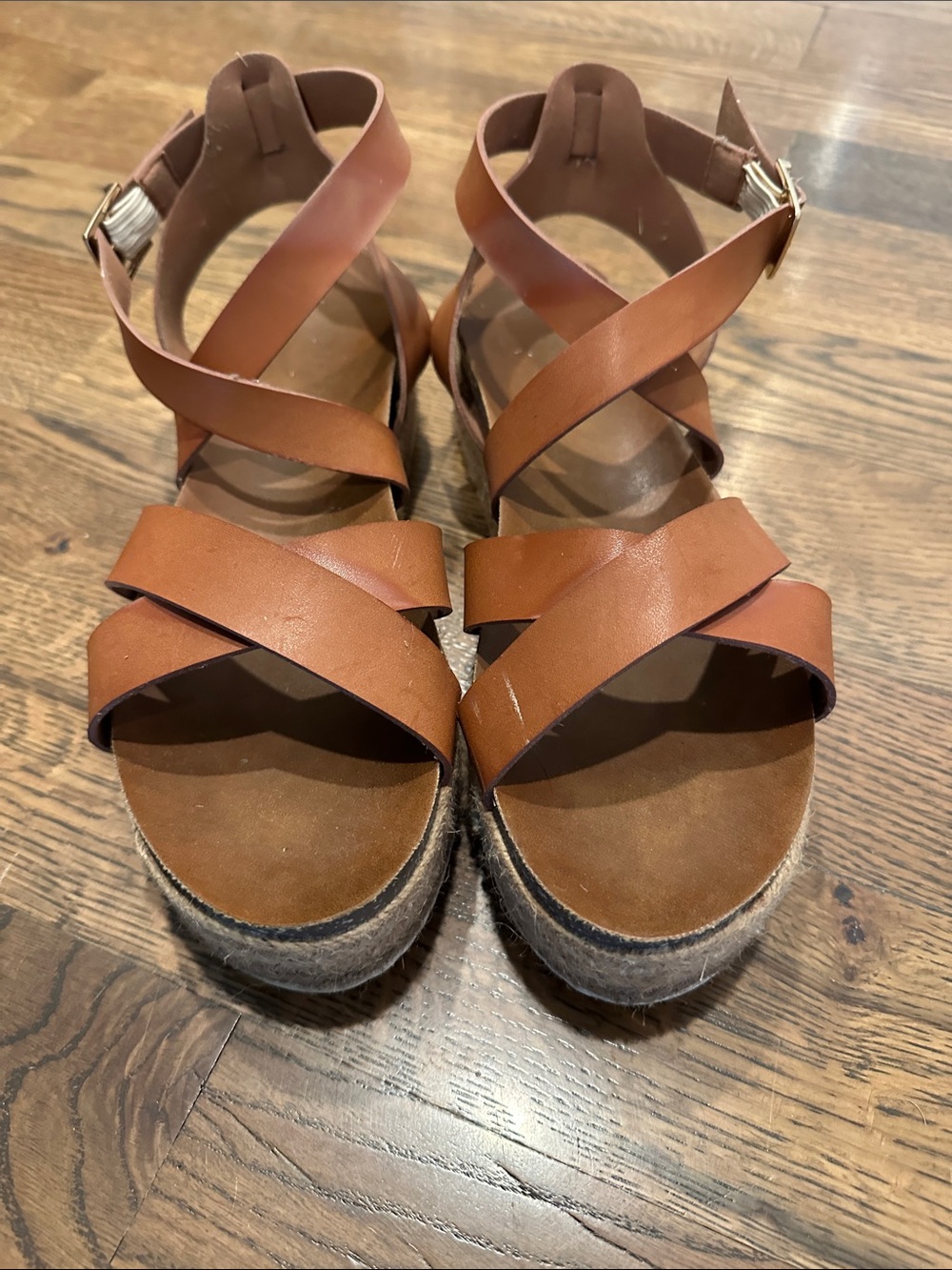 Strappy Brown Platform Espadrille Sandals - Women's